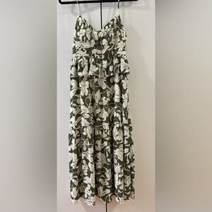 Green and White floral Parker tiered dress new with tags